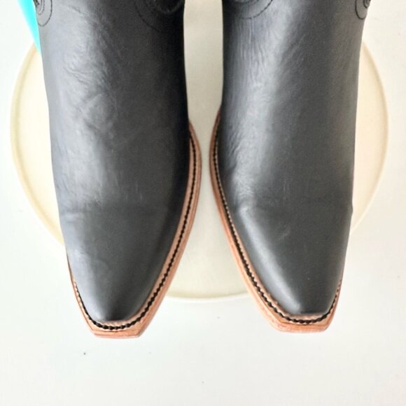 Lane EMMA JANE Womens Cowboy Bootie 7 Black Leather Western Cowgirl Short Boots - Picture 6 of 10